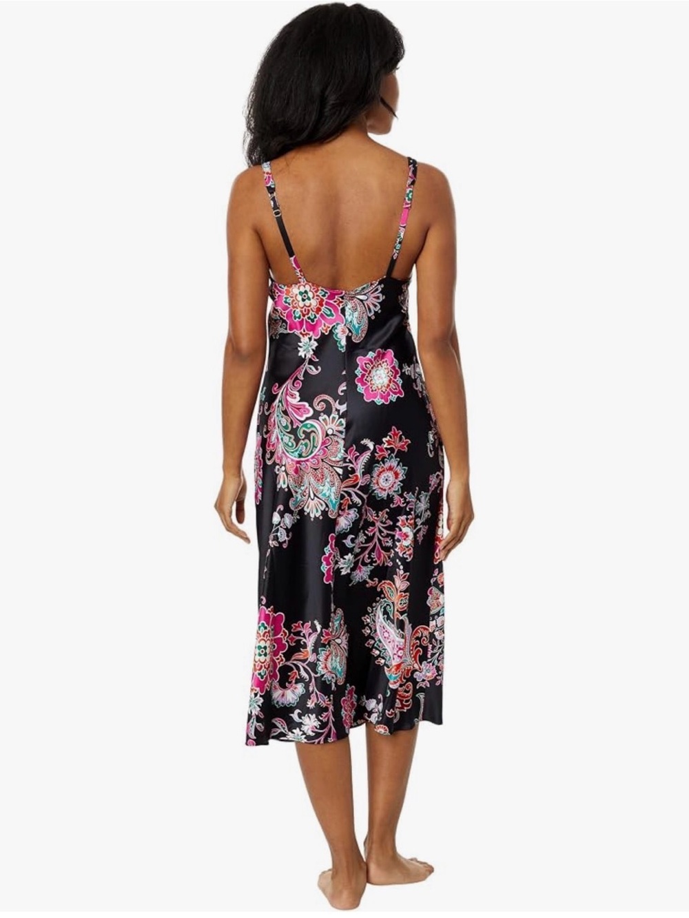Natori Jaipur Black Satin Nightgown, NWT - Picture 2 of 6